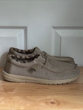 HEY DUDE Beige Wally Sox WIDE Men's Size 9 EE Casual Slip-On Loafer moccasin